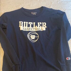 Champion Blue Long Sleeve Tee with Basketball Design